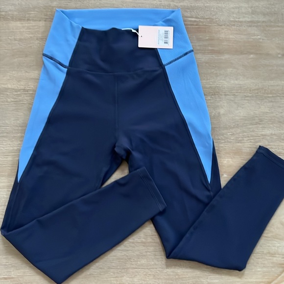 Wilo Ribbed Blue Colorblock Bra and Leggings Set Small Large - Picture 9 of 10